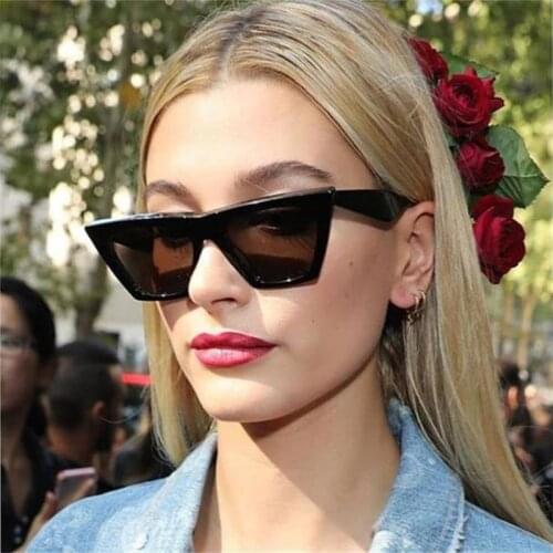 New Retro Tip Square Cat Eye Sunglasses Women Celebrity Black Shades Luxury Glasses UV400 Plastic Eyewear Ocolos Gafas De Sol