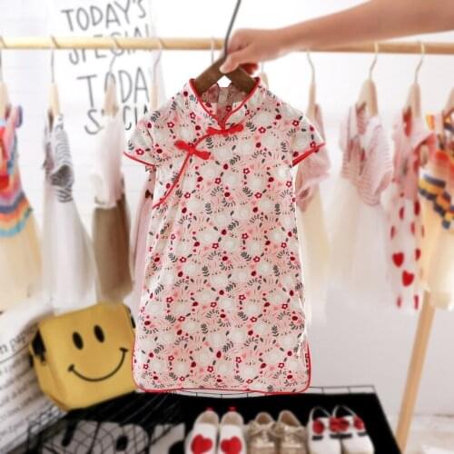 HA-024 Fashion Cheongsam For Princess Baby Girls Chinese Style Dress Children Summer Clothing Sweat 0ne-Piece