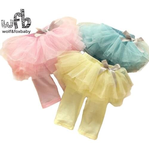 Retail 1-4years 3 color Gauze girls knee length tutu Five pants Cropped clothing kids leggings childrens summer cool