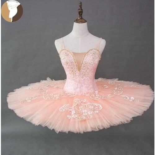 FLTOTURE Adult Professional Ballet Tutu Pink Color Sleeping Beauty Tutu Dresses XW1001 Girl Ballet Competition Costume For Sale