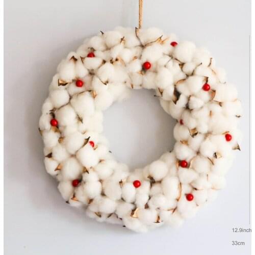 D12.9" Christmas Pendant Berry&Cotton Flowers Wreath Home Decoration Wedding Decoratoion Drop Ornaments Wall Wreaths Party Decor