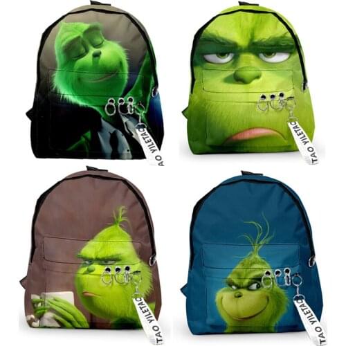 Grinch Bags Backpack Student Boys Girls School Shoulder Bag Travel Bag Travel Rucksack Laptop Bags Christmas New Year Gift
