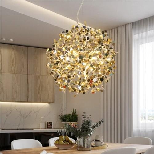 Modern Restaurant LED Chandelier Lighting Nordic Simple Gold Silver Stainles Steel Hanging Lamp Dining Table Bar Decorative Lamp