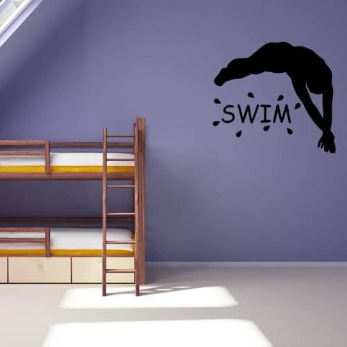 Swim Sticker Logo Name Swimmer Decal Swimming Posters Vinyl Wall Decals Pegatina Quadro Parede Decor Mural Swim Sticker