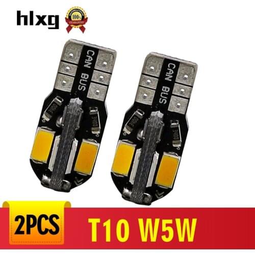 Hlxg 10pcs T10 LED Canbus Bulbs 8SMD 5630 Canbus Decoder Error Free Auto Parking Lights W5W 194 8SMD 5730 LED Car Reading Lamps