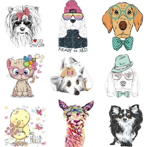 Iron on Transfer for Clothing Thermoadhesive Patches Stickers Diy Dog Patch Animals Applique for Jackets Textile Vinyl Stripes I