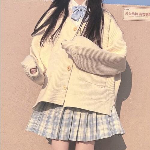 JK Uniform Autumn Suit Female College Style Long-Sleeved Shirt Loose Knitwear Womens Skirt japanese school uniform