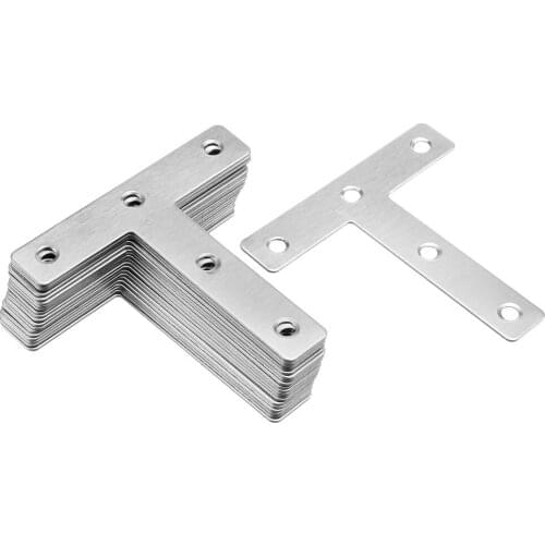 Uxcell 20Pcs Flat T Shape Repair Mending Plate 80x80mm Stainless steel Joining Bracket Support Brace to connect furniture
