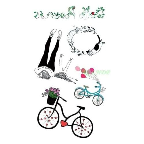 Waterproof Temporary Tattoo mother daughter balloon flower bicycle red heart tatto stickers flash tatoo fake tattoo for girl kid