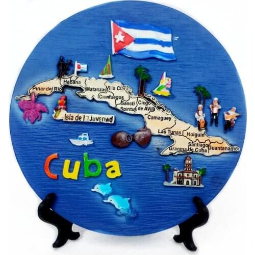 High Quality Plato Mapa De Cuba Wall Hangings Background Walls Ornaments Resin Crafts Desktop Decor Home Decoration Gift
