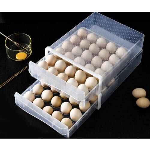Drawer Type Egg Storage Box Plastic Transparent Dumpling Box Multi-layer Household Refrigerator Storage Cabinet