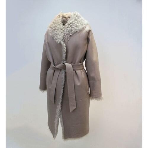 2021 womens fashion casual winter sheep fur sheepskin leather surface wool lining MOTO BIKER jacket coat