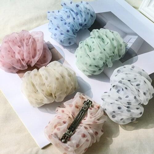 New Super Fairy Gauze Mesh Barrettes Ladies Dots Hairpins Girls Fashion Organza Fabric Hair Clips Hair Accessories