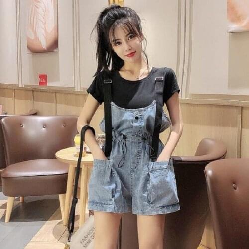 Women clothing denim fabric rompers summer overalls women playsuits suspenders shorts jeans women overalls summer rompers jeans