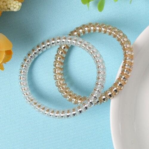 10pcs/lot Gold/Silver/Grey Elastic Rubber Telephone Wire Hair Rope Ponytail Holder Party Hairband Hair Band Accessories