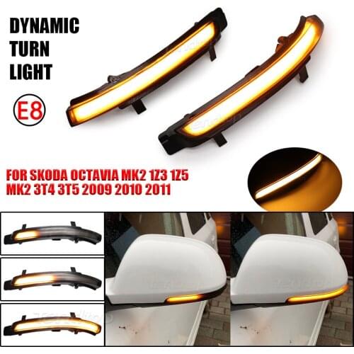 2pcs For Skoda Octavia MK2 1Z3 1Z5 2009-2013 MK2 3T4 3T5 2008-2014 Dynamic Blinker LED Turn Signal Light Mirror Indicator