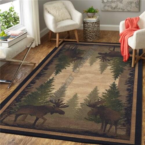 Elk 3D Printed Rugs Mat Rugs Anti-slip Large Rug Carpet Home Decoration Living Flannel Print Bedroom Non-slip Floor Rug