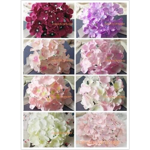 50pcs 15cm/6" Artificial Hydrangea Flower Heads For Diy Wedding Wall Flower Bouquet Wreath Home Decorative Flower