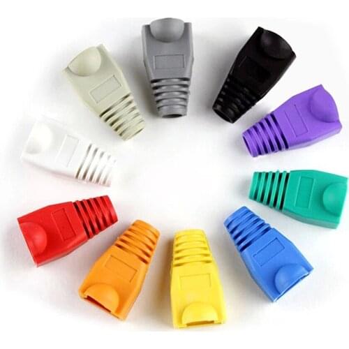 50pcs/set Cable Connector Plugs RJ45 Caps Cat 5 CAT6 Protective Sleeve Multicolour RJ-45 CAT6 CAT5e Adapter Cap Ethernet Network