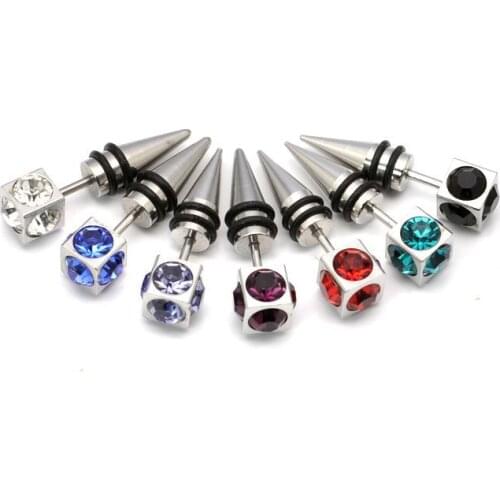 6mm prism titanium stud earring titanium earrings punk stud earring Men stud earring 2051