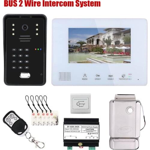 7 Inch 1/2 Camera Electronic Door Lock BUS 2 Wire RFID Video Door Phone Intercom systems home Access Control System