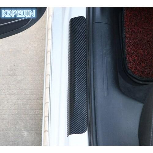 Car Styling Auto Carbon Fiber Door Sill Scuff Anti-Scratch Sticker for Jeep wrangler grand cherokee compass renegade accessories