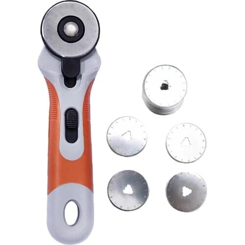 45mm Safe Roller Wheel Round Knife Patchwork Cutter Tool for Hand Cutting Leather Fabrics Plastic Craft Sewing Cut with Blades