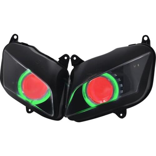 Motorcycle HID Bi-Xenon Projector Conversion Headlight Assembly Green Angel Red Demon Eyes Head Lamp For Honda CBR600RR 07-12