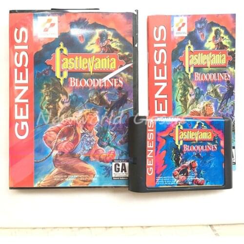 Castlevania Bloodlines Japan Cover US EU Shell for 16 bit With Boxed and Manual For Mega Drive Genesis MD Game Card