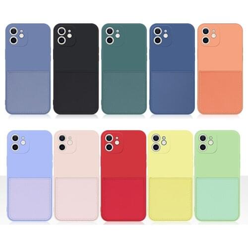 Liquid Silicone Phone Case for iPhone 12 11 Pro Max XR XS X Rubber Soft With Wallet Cover for iPhone 6 6S 7 8 Plus Cases Bag