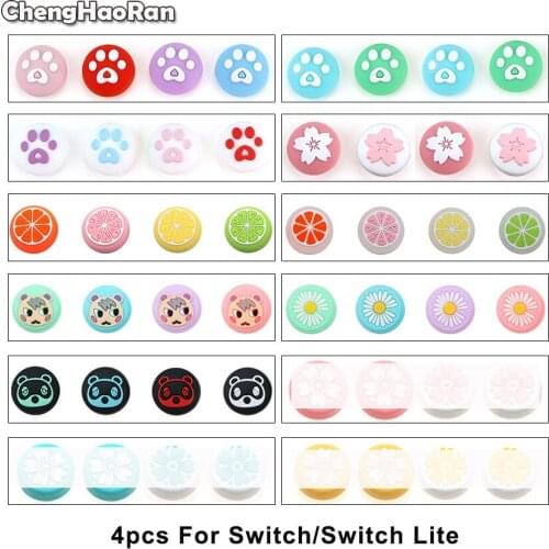 ChengHaoRan 4pcs Silicone Analog Thumb Sticks Grips Caps for Nintend Switch Lite NS Joy-Con Controller Joystick Cover Cap Skin