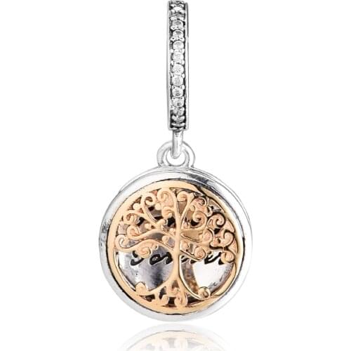 CKK 925 Sterling Silver Family Roots 14K Gold Fashion Charms Beads Fits Original Bracelets DIY Jewelry