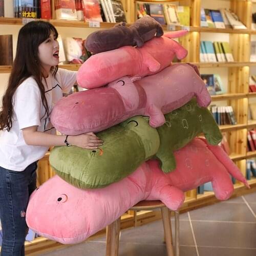 Dorimytrader Kawaii Soft Anime Hippo Plush Toy Cute Large Stuffed Cartoon Hippos Pillow Doll Animal Nap Cushion for Lover Gift