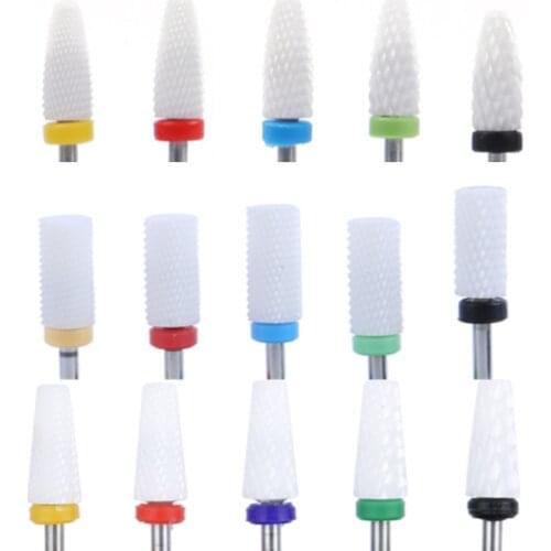 Ceramic Carbide Nail Drill Bits for Manicure Pedicure Tools Rotate Burr Milling Nail Grinding Head Electric Drill Machine Bits
