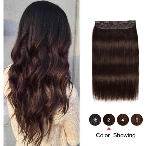 Gazfairy Straight Remy Hair 16''100g Clip in One Piece Human Hair Extensions Real Human Hair Extension 5 Clips One Set For Women