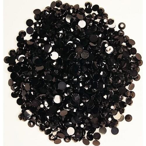 Good Quality Black Resin Flatback Glue On Beads 2mm~6mm Non Hotfix Rhinestones for Nail Art/Garment/Decoration