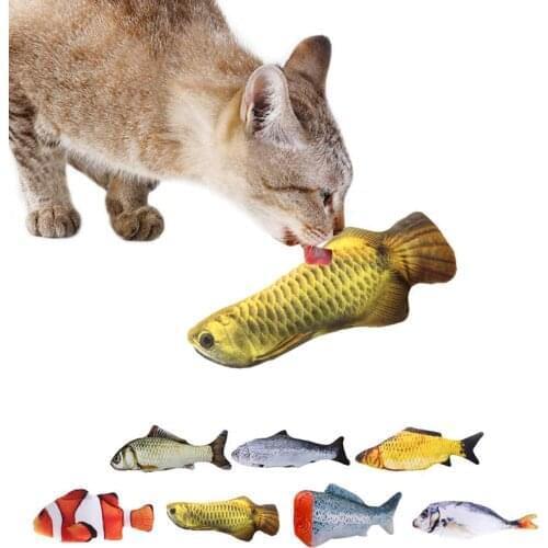 7.87in Pet Toy Fish Shape Bite Resistant Catnip Cat Toy Pet Chew Toy Pillow Doll Simulation Fish Playing Toy For Pet