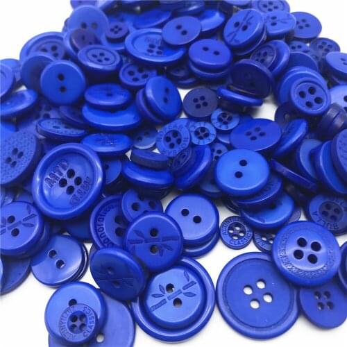 100g/pack Royal Blue Mixed Resin Buttons Arts Crafts For Scrapbooking Sewing Accessories Embellishments 9-20mm