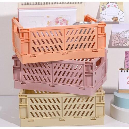 Book Basket Storage Basket Collapsible Large Capacity Student Crate Plastic Foldable Home Crate Box for Daily Used