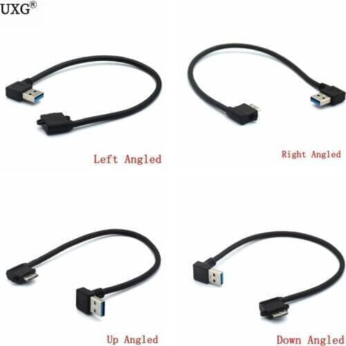 20cm USB 3.0 Right Angled A Male To Micro B Male 10 Pin Short Adapter AM/ MicroB Cable for Mobile HDD