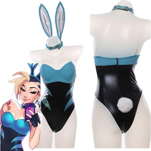 Akali Cosplay Costume LOL KDA Akali Bunny Girl Sexy Halloween Costumes Rabbit Ears Jumpsuit Cool Sweet Girl New Set