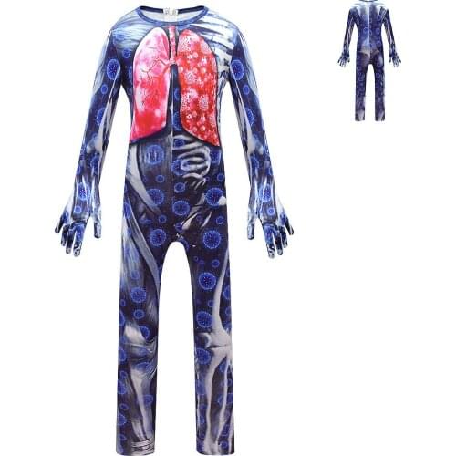 Halloween Funny Scary Boys Cosplay Costume Children Jumpsuit Performance Costume Kids Creepy Skull Bodysuit Carnival Clothing