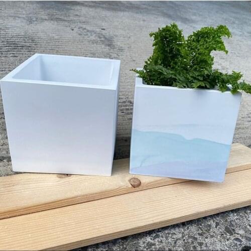 Square Cement Flower Pot Mold Gardening Concrete Silicone Pot Mold DIY Plant Planting Cement Container Candle Cup Mold