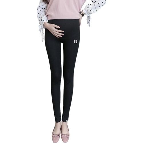 Pregnant Womens Maternity Leggings Skinny Casual Pencil Pants Elastic Clothes For Pregnancy Cat Pattern Black Gray Trousers