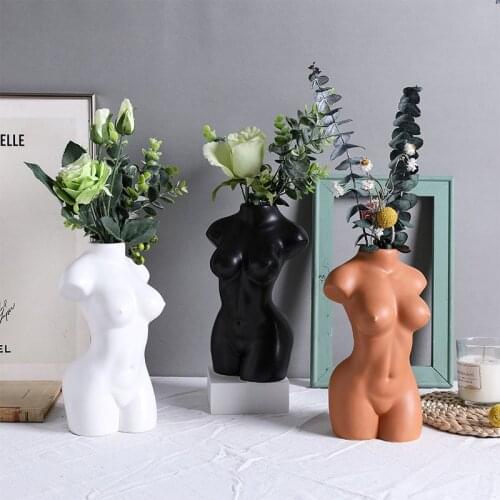 Hot Selling Nordic Ceramic Body Art Vase Dried Flower Arrangement Plant Potted Balcony Home Decoration Ornaments