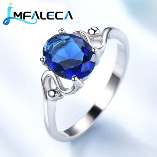 LMFALECA Blue Sapphire Rings for Women 100% S925 Silver Wedding Ring Natural Gemstone Birthstone Fine Jewelry Gift Dropshipping