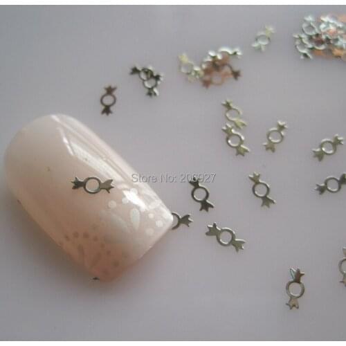 MS303-1 100pcs Halloween Series Silver Cute Candy Metal Sticker Nail Art Metal Sticker Nail Art Decoration Non-adhesive Sticker