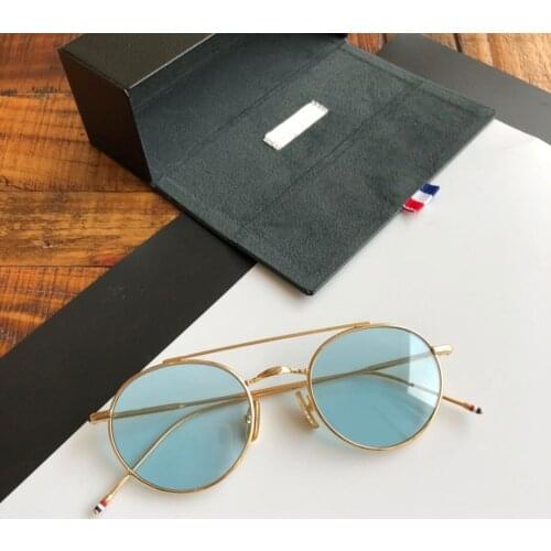 Thom Brand Vintage Alloy Sunglasses TB101 Retro Round Eyeglasses Titanium Frame Men Women Gafas Spectacles With Original Box