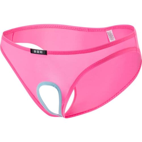 Mens underpants sexy ice silk briefs temptation silky mens underwear open crotch ropa erotica hombre sexy gay lingerie for men