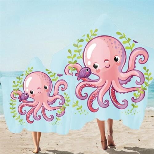 New Printed Beach Poncho Towel with Hooded Swimming Surf Quick Drying Hood Bath Towels for Parent-Child Bathrobe Gift Towel